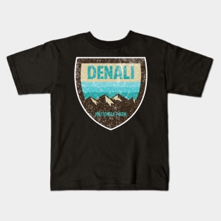 Denali National Park Retro Sticker Kids T-Shirt